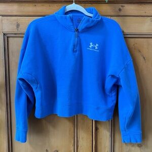 Under Armour Women's Blue long sleeve half zip Sweater cropped boxy fit